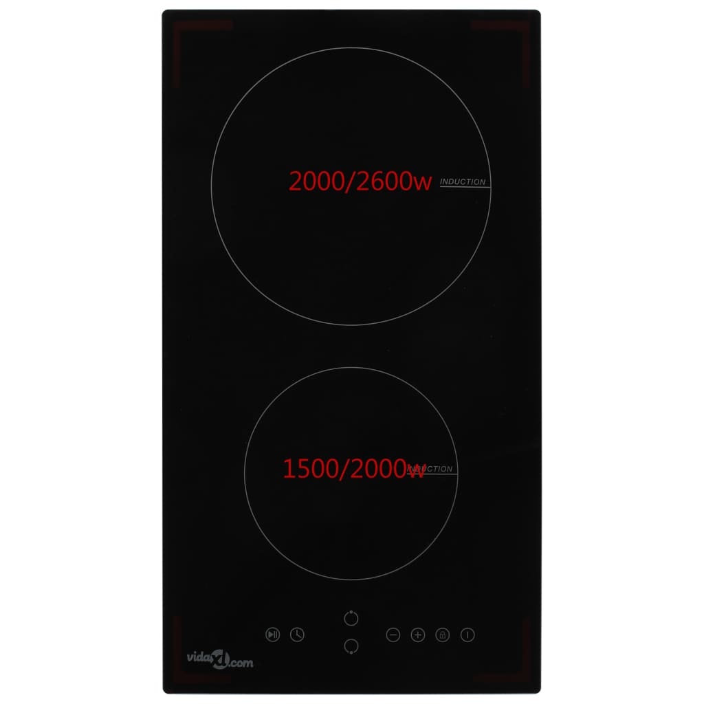 vidaXL Inductiekookplaat met 2 kookzones aanraakbediening 3500 W glas