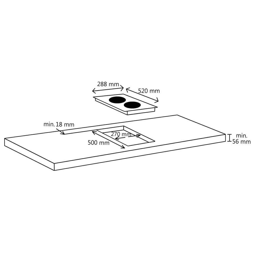 vidaXL Inductiekookplaat met 2 kookzones aanraakbediening 3500 W glas