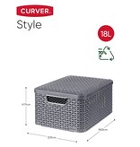 vidaXL Opbergbox Style met deksel M 18 L metallic zilverkleurig