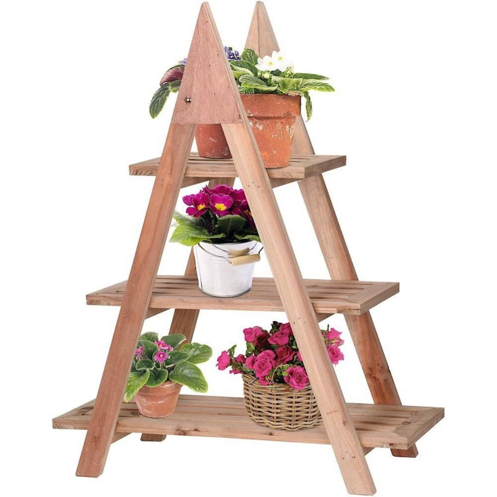 vidaXL Plantenrek met 3 niveaus 48x32x79 cm hout