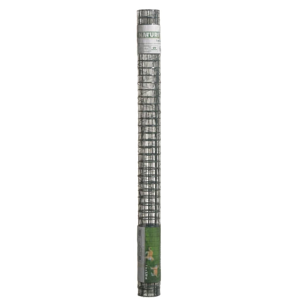 Gaas vierkant 25 mm 1x2,5 m m kunststof gecoat staal groen