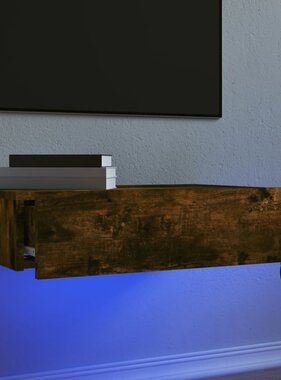 Tv-meubel met LED-verlichting 60x35x15,5 cm gerookt eikenkleur