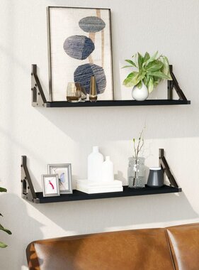 VidaXL Wandschappen 2 st 60x15x15,5 cm zwart