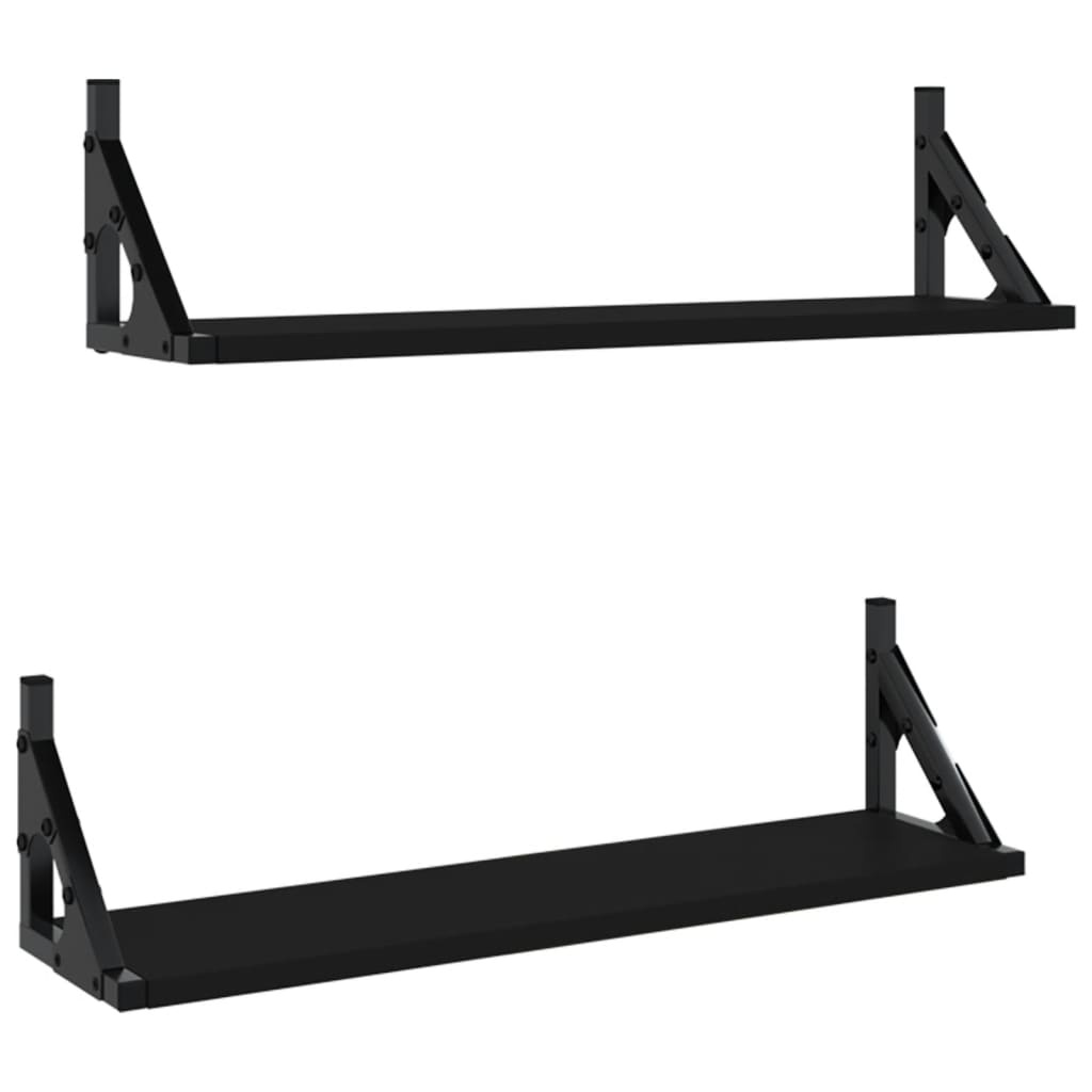 VidaXL Wandschappen 2 st 60x15x15,5 cm zwart