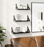 VidaXL 3-delige Wandschappenset bewerkt hout zwart