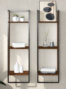 VidaXL Wandrek 3-laags 30x25x100 cm bewerkt hout bruin eikenkleur