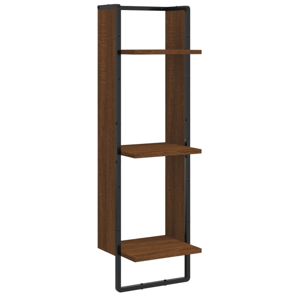 VidaXL Wandrek 3-laags 30x25x100 cm bewerkt hout bruin eikenkleur