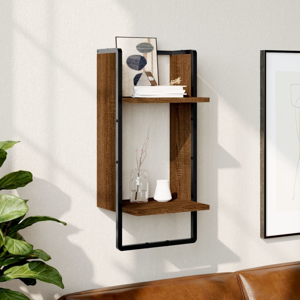 VidaXL Wandschap met stang 30x25x65 cm bruineikenkleurig