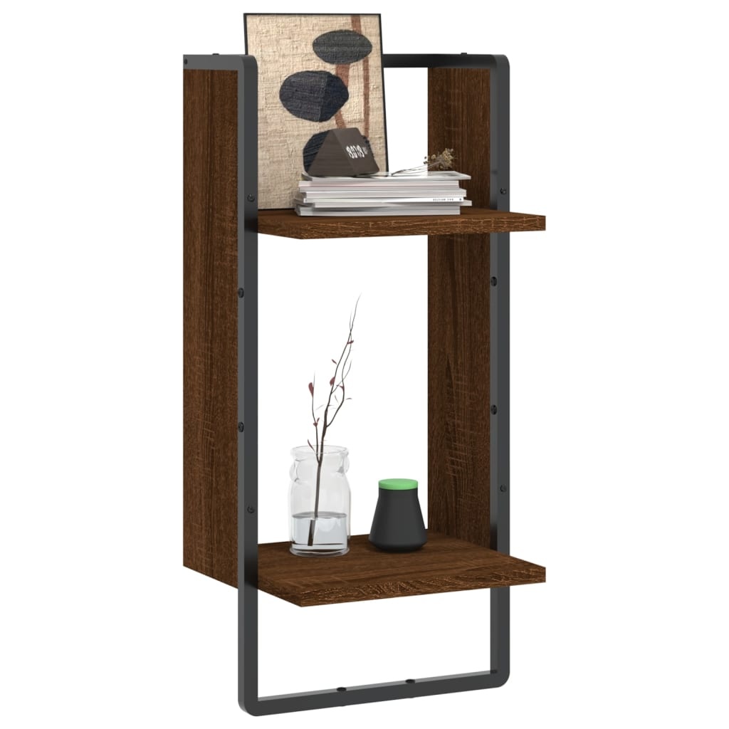VidaXL Wandschap met stang 30x25x65 cm bruineikenkleurig
