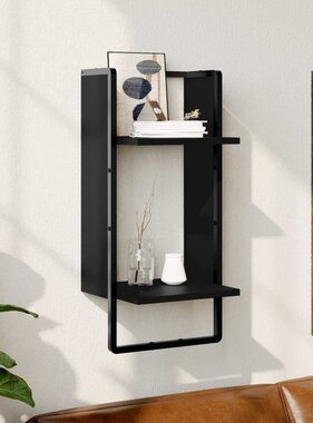 VidaXL Wandschap met stang 30x25x65 cm zwart