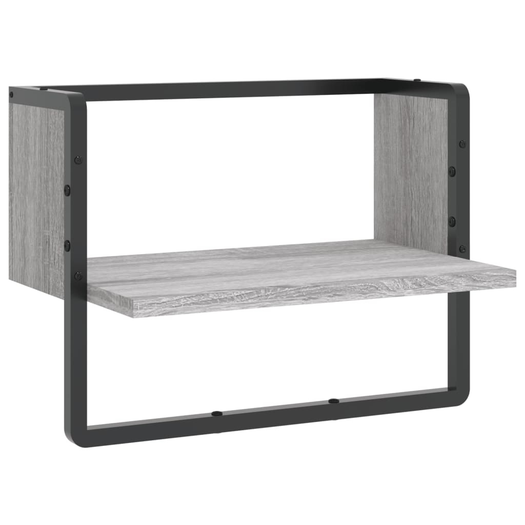 VidaXL Wandschap met stang 40x25x30 cm grijs sonoma eikenkleurig