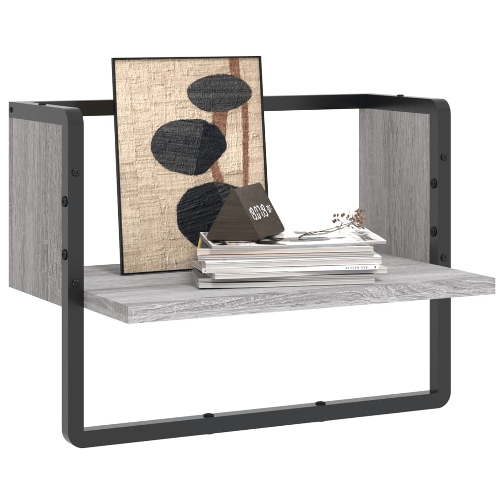 VidaXL Wandschap met stang 40x25x30 cm grijs sonoma eikenkleurig