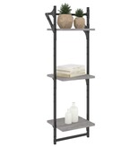 VidaXL Wandschappen 3-laags met stangen 2 st 30x25x100 cm grijs sonoma