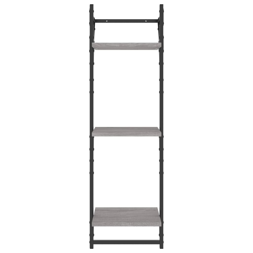 VidaXL Wandschappen 3-laags met stangen 2 st 30x25x100 cm grijs sonoma