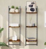 VidaXL Wandschappen 3-laags stangen 2 st 30x25x100 cm gerookt eiken