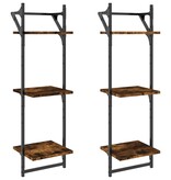 VidaXL Wandschappen 3-laags stangen 2 st 30x25x100 cm gerookt eiken