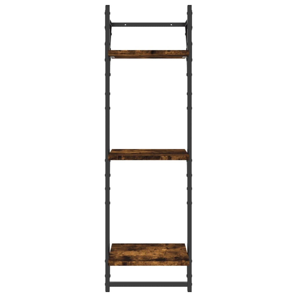 VidaXL Wandschappen 3-laags stangen 2 st 30x25x100 cm gerookt eiken