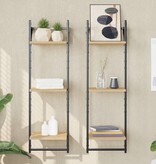 VidaXL Wandschappen 3-laags met stangen 2 st 30x25x100 cm sonoma eiken