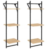 VidaXL Wandschappen 3-laags met stangen 2 st 30x25x100 cm sonoma eiken