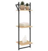 VidaXL Wandschappen 3-laags met stangen 2 st 30x25x100 cm sonoma eiken