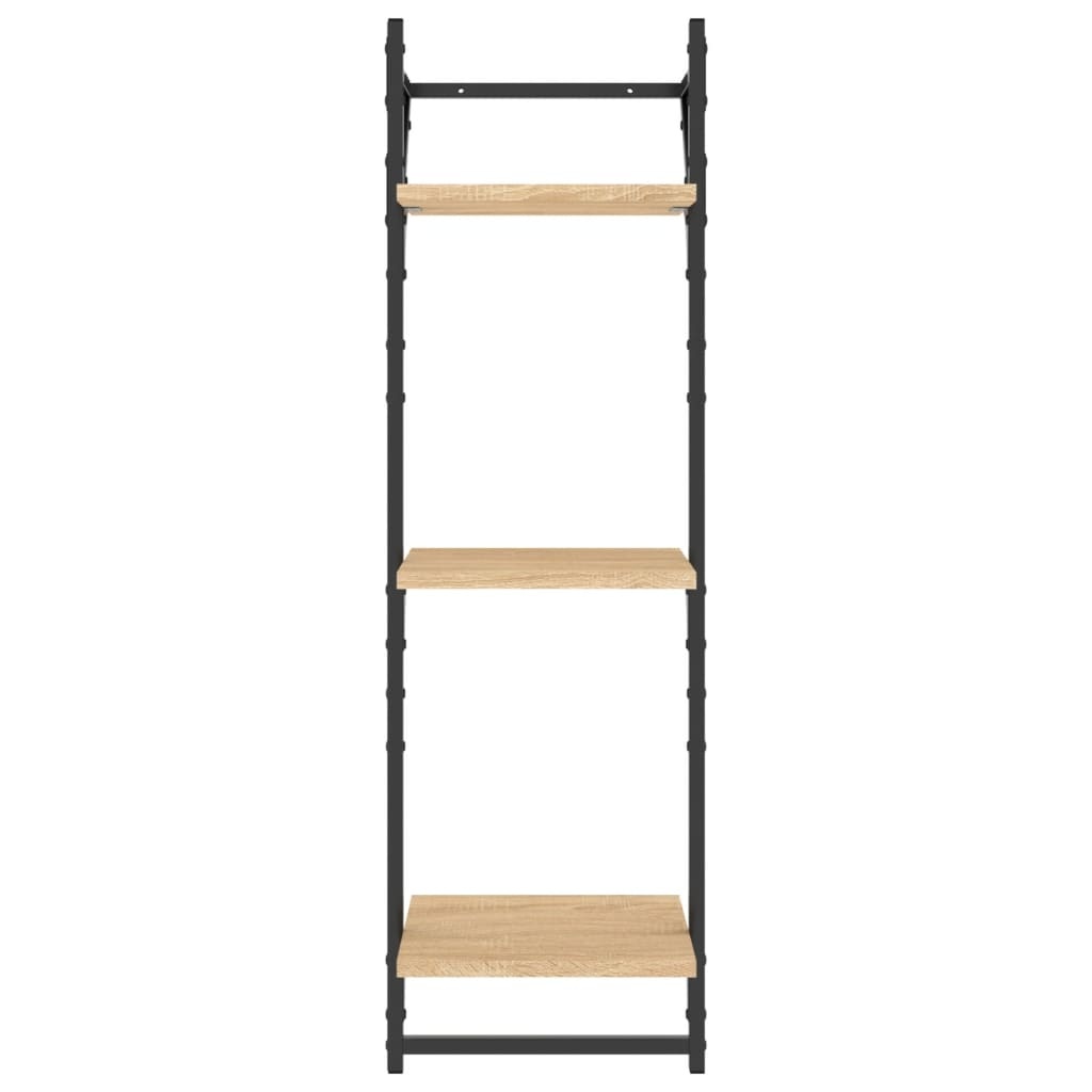 VidaXL Wandschappen 3-laags met stangen 2 st 30x25x100 cm sonoma eiken