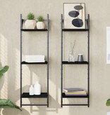 VidaXL Wandschappen 3-laags met stangen 2 st 30x25x100 cm zwart