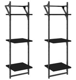 VidaXL Wandschappen 3-laags met stangen 2 st 30x25x100 cm zwart