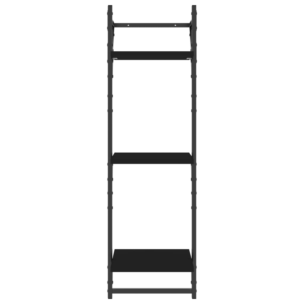 VidaXL Wandschappen 3-laags met stangen 2 st 30x25x100 cm zwart
