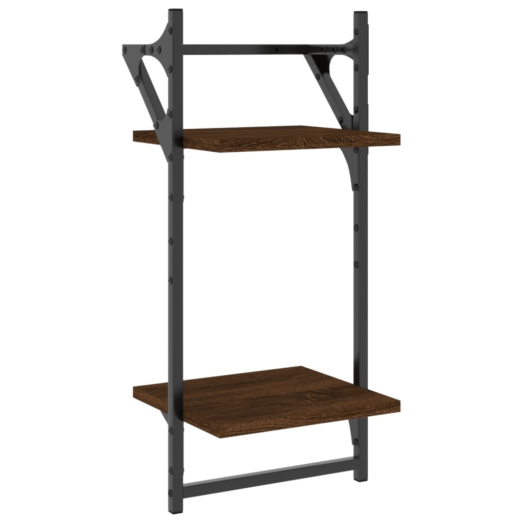 VidaXL Wandschappen 2-laags met stangen 2 st 30x25x65 cm bruineiken