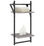 VidaXL Wandschappen 2-laags met stangen 2 st 30x25x65 cm grijs sonoma