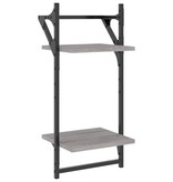 VidaXL Wandschappen 2-laags met stangen 2 st 30x25x65 cm grijs sonoma