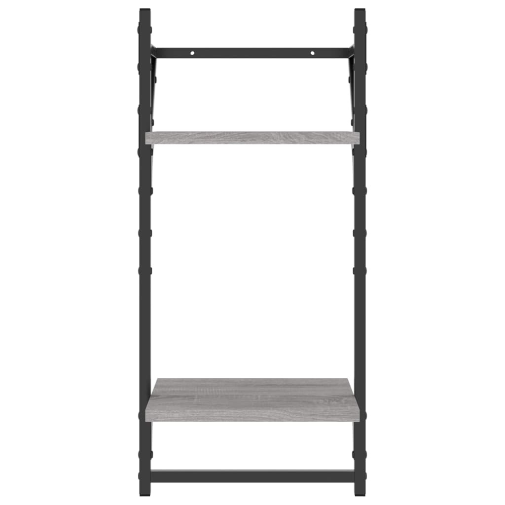 VidaXL Wandschappen 2-laags met stangen 2 st 30x25x65 cm grijs sonoma