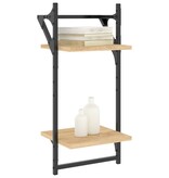 VidaXL Wandschappen 2-laags met stangen 2 st 30x25x65 cm sonoma eiken
