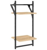 VidaXL Wandschappen 2-laags met stangen 2 st 30x25x65 cm sonoma eiken