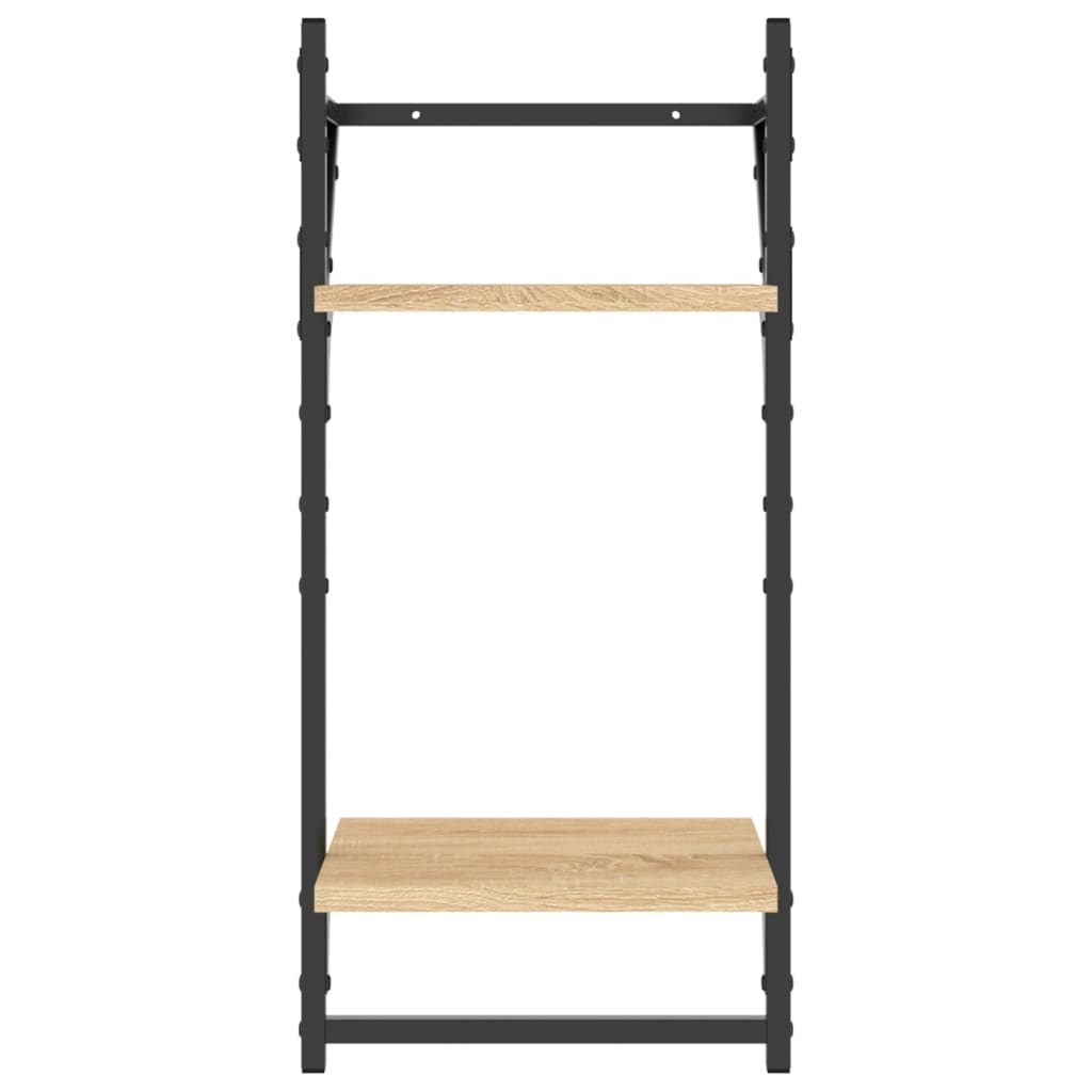 VidaXL Wandschappen 2-laags met stangen 2 st 30x25x65 cm sonoma eiken