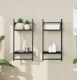VidaXL Wandschappen 2-laags met stangen 2 st 30x25x65 cm zwart