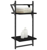 VidaXL Wandschappen 2-laags met stangen 2 st 30x25x65 cm zwart