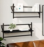 VidaXL Wandschappen met stangen 2 st 65x25x30 cm zwart