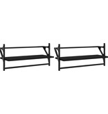 VidaXL Wandschappen met stangen 2 st 65x25x30 cm zwart