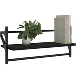 VidaXL Wandschappen met stangen 2 st 65x25x30 cm zwart