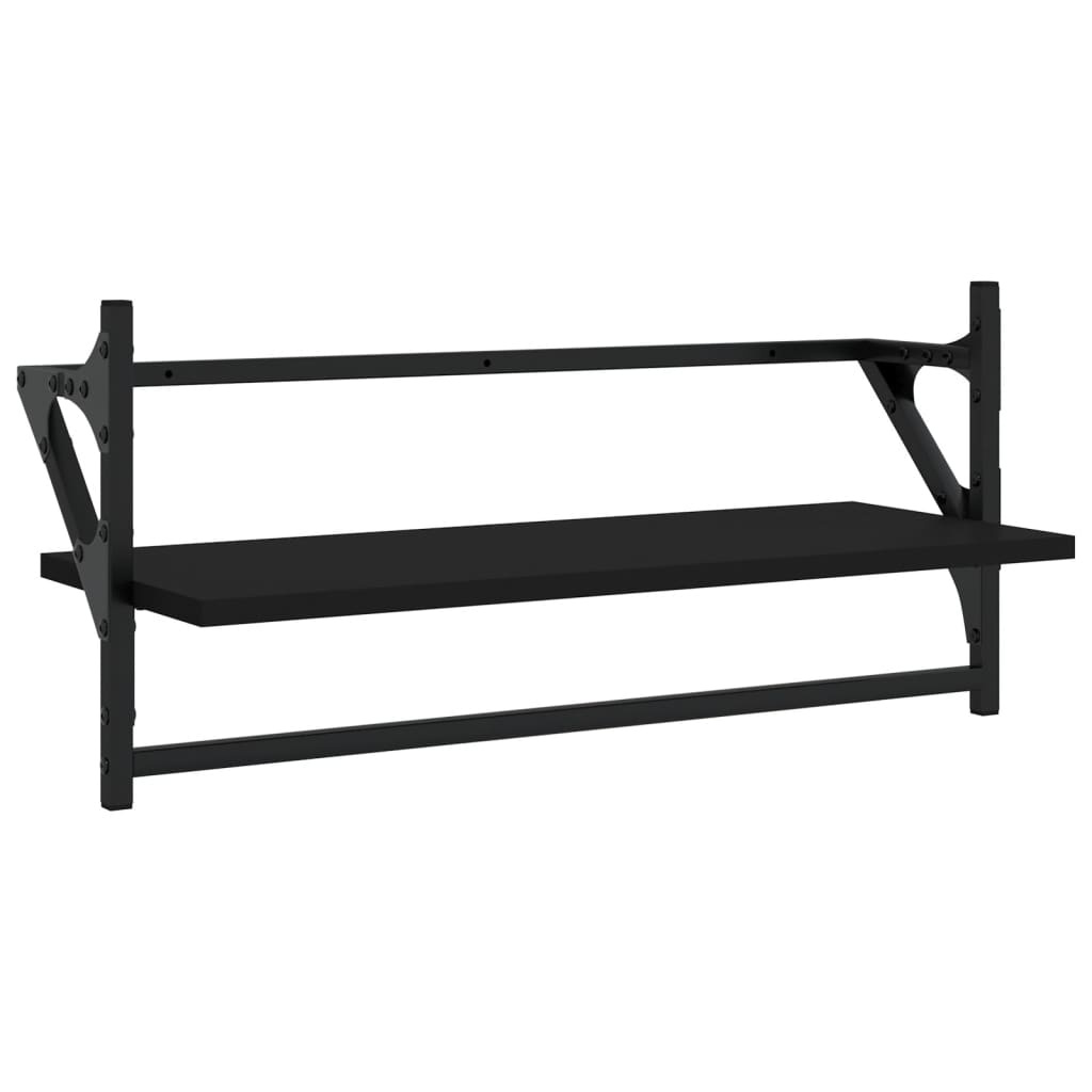 VidaXL Wandschappen met stangen 2 st 65x25x30 cm zwart