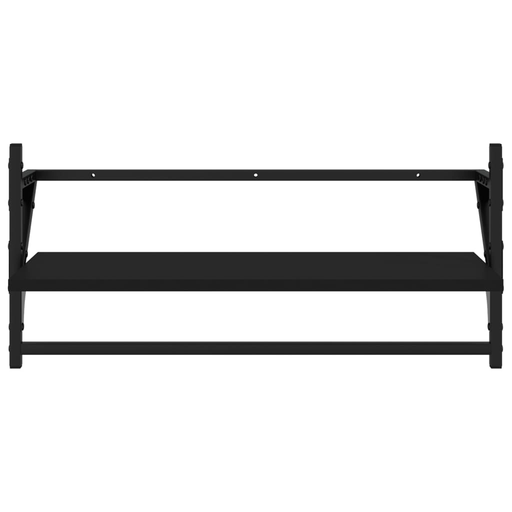 VidaXL Wandschappen met stangen 2 st 65x25x30 cm zwart