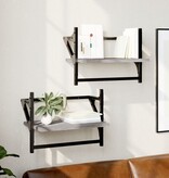 VidaXL Wandschappen met stangen 2 st 40x25x30 cm grijs sonoma eiken
