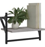VidaXL Wandschappen met stangen 2 st 40x25x30 cm grijs sonoma eiken