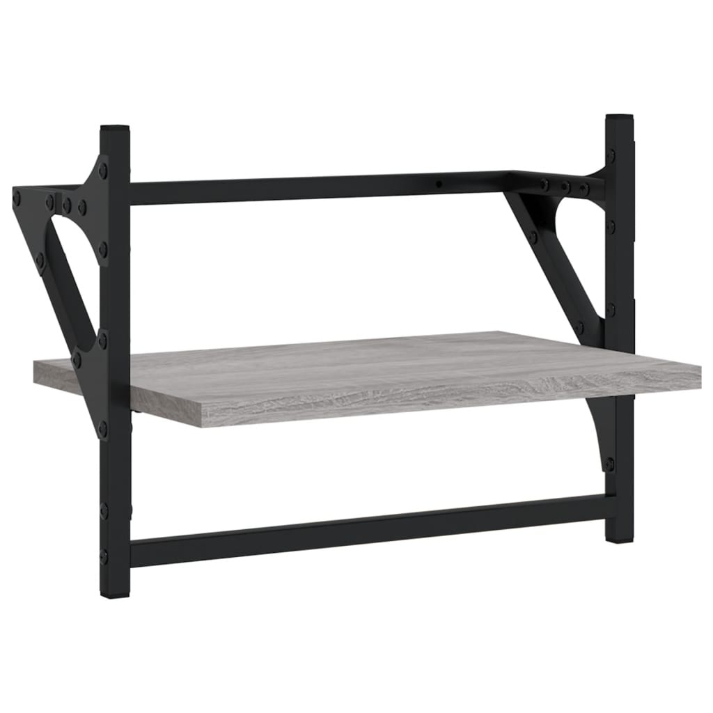 VidaXL Wandschappen met stangen 2 st 40x25x30 cm grijs sonoma eiken