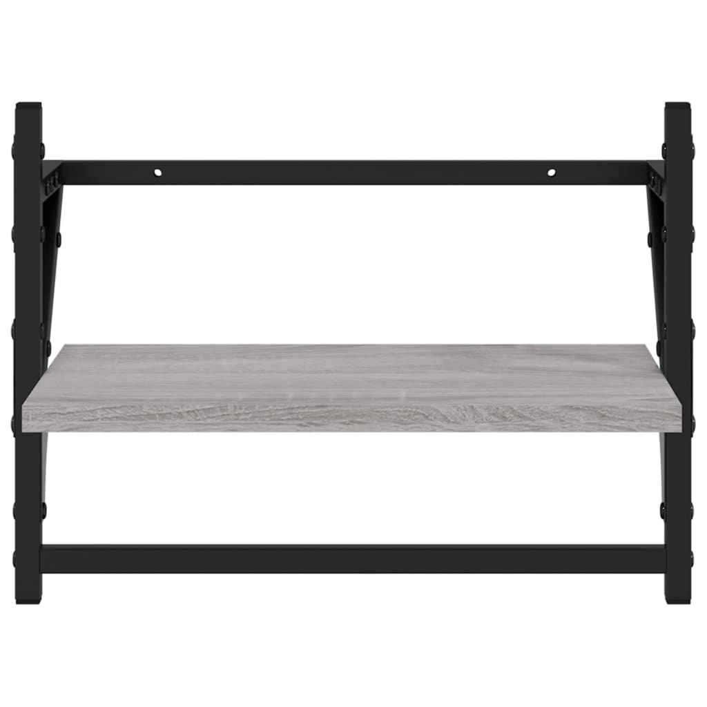VidaXL Wandschappen met stangen 2 st 40x25x30 cm grijs sonoma eiken
