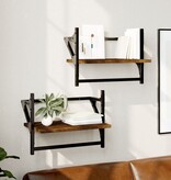 VidaXL Wandschappen met stangen 2 st 40x25x30 cm gerookt eikenkleurig