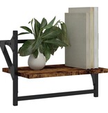 VidaXL Wandschappen met stangen 2 st 40x25x30 cm gerookt eikenkleurig