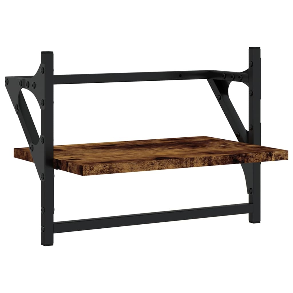 VidaXL Wandschappen met stangen 2 st 40x25x30 cm gerookt eikenkleurig