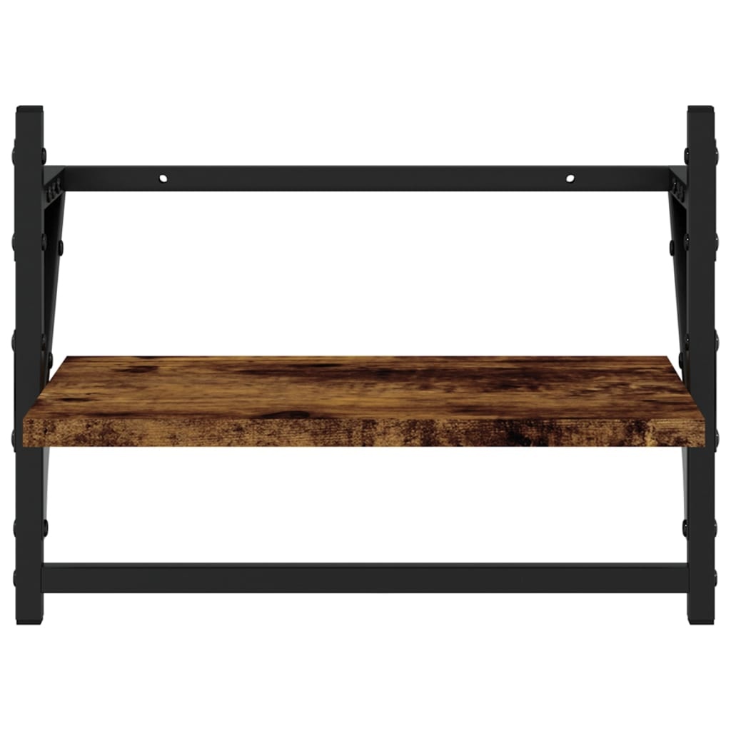 VidaXL Wandschappen met stangen 2 st 40x25x30 cm gerookt eikenkleurig